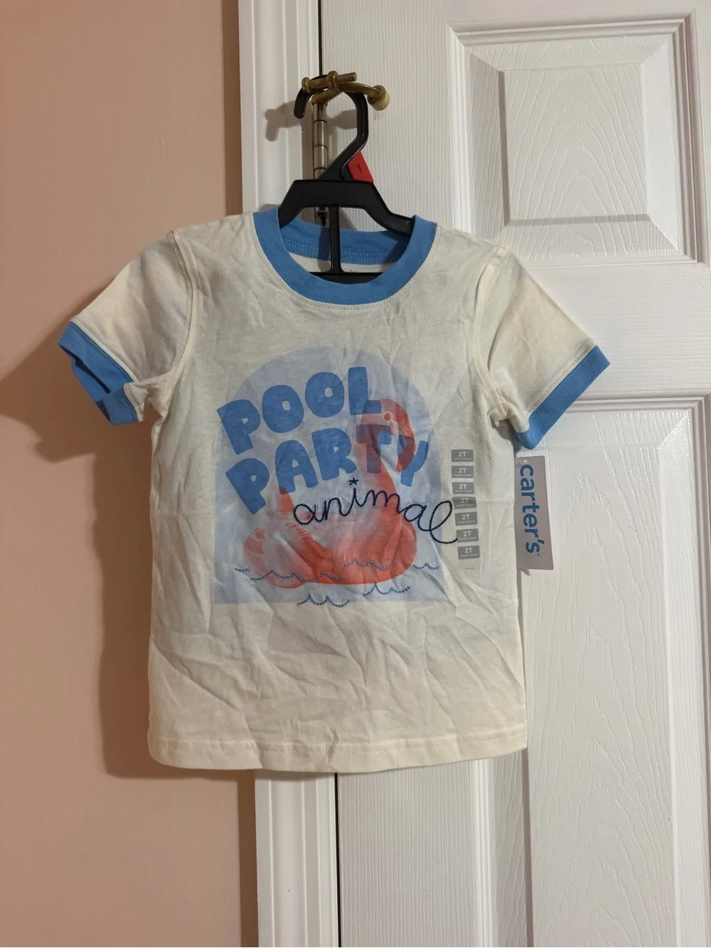 Carter's Cream & Blue 'Pool Party Animal' Short Sleeve Tee
